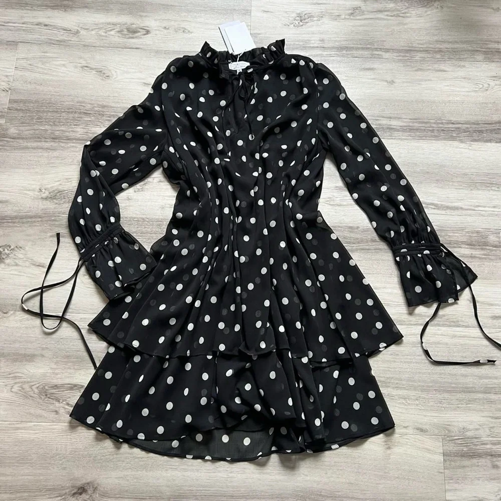 & Other Stories Black Polka Dot Dress - Picture 1 of 8
